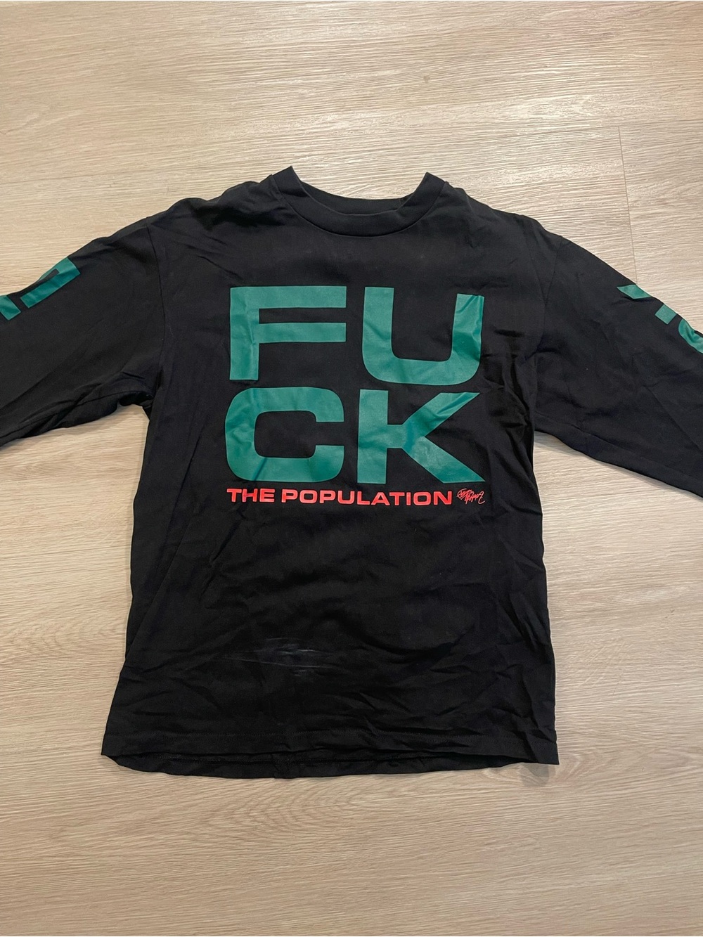 FTP Black Long Sleeve Tee with Green & Red Graphic